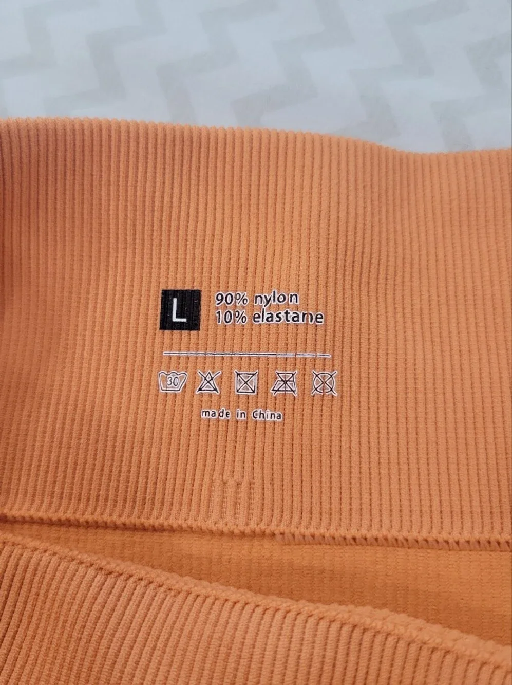 Ribbed High-Waist Bike Shorts - Orange & Lavender Sz Large - Picture 2 of 7
